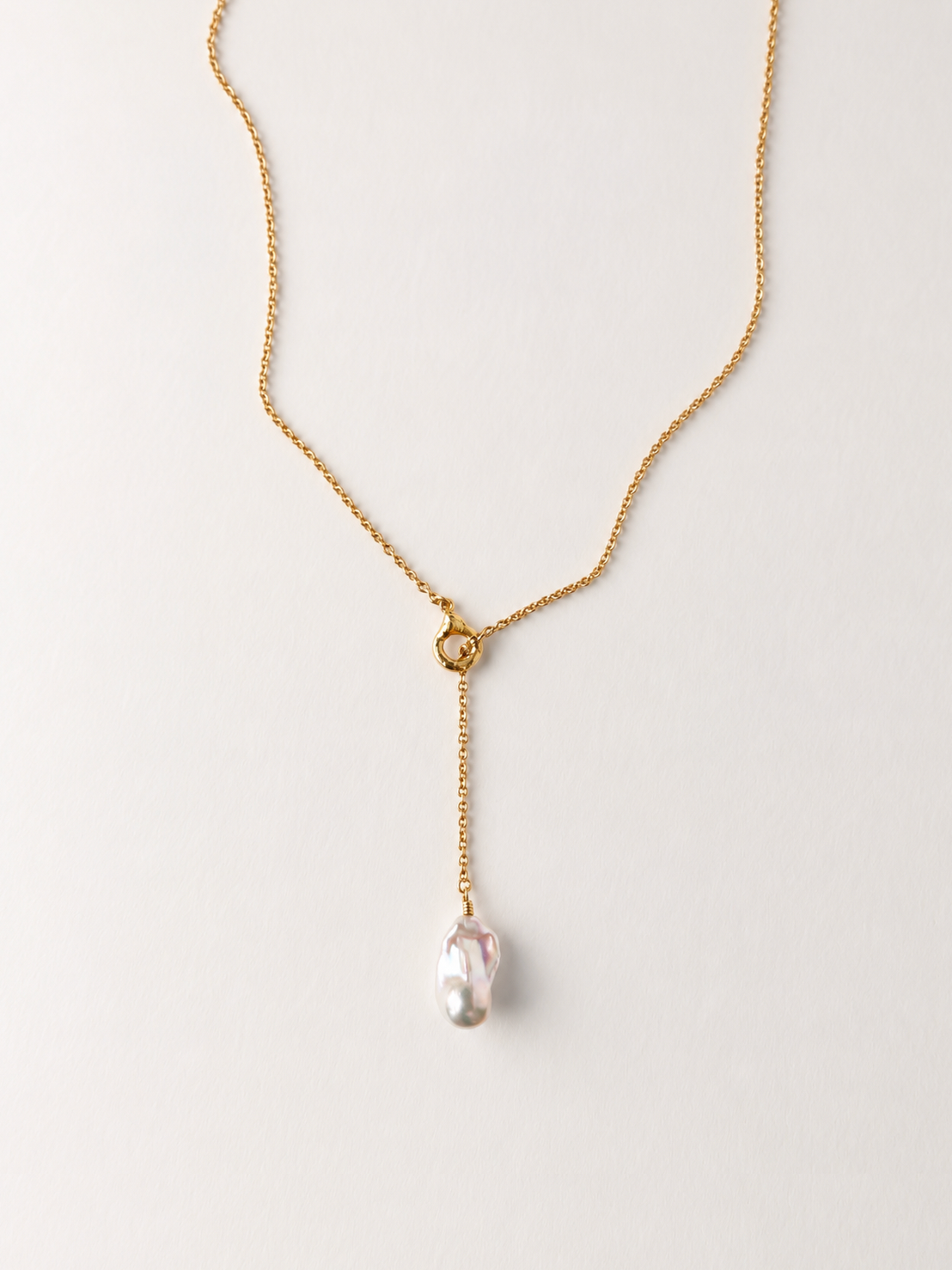 Y-Kette Perle/ Gold